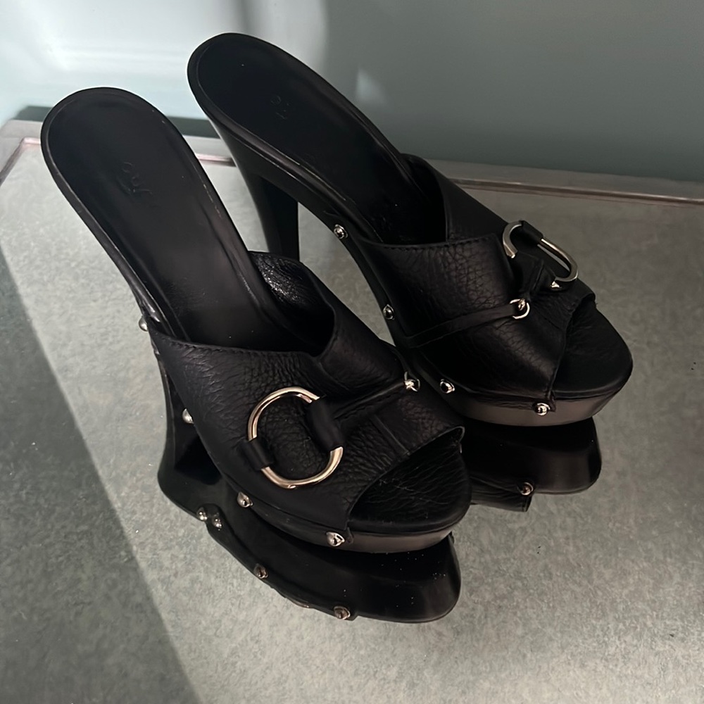 Gucci Slide with heel, Black, Size 38